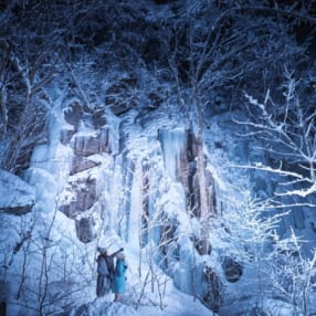 冬の絶景“氷瀑”ライトアップ！暗闇に浮かび上がる氷の造形美を独占！