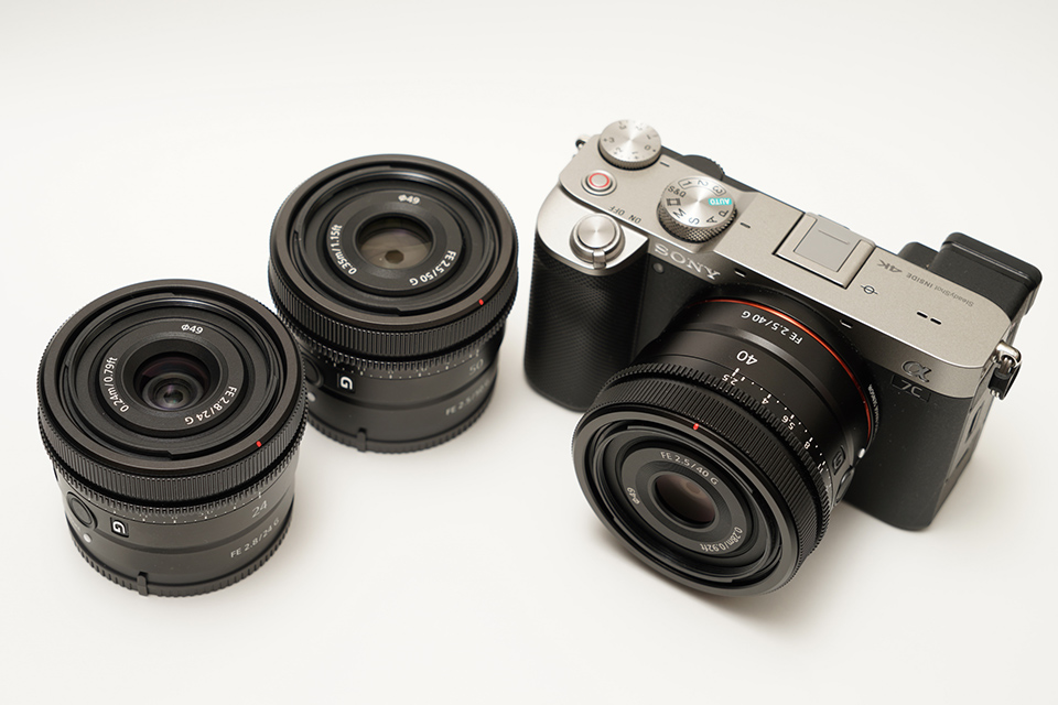 α7C、FE 50mm F2.5 G、FE 40mm F2.5 G、FE 24mm F2.8 G