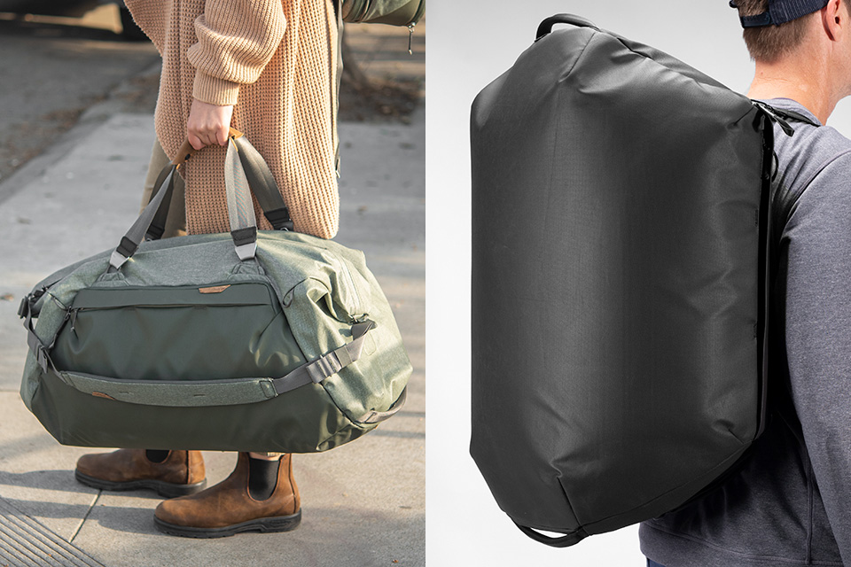  peakテーブルウェア収納バッグ付き 大量の荷物をスッキリ収納、バックパックにもなるダッフルバッグ「Peak