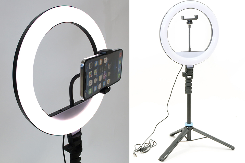 LEDリングライト　ロングスタンド　②? スマホでの撮影に。リングライトと長く伸びるスタンドがセットになった