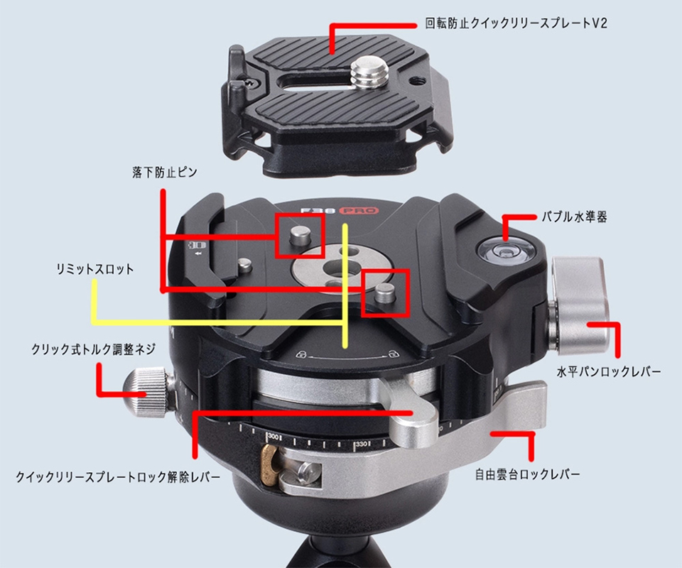 F38 Pro クイックリリース自由雲台