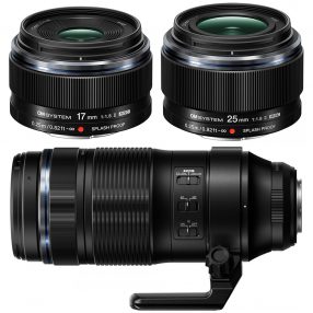 M.ZUIKO DIGITAL 17mm F1.8 II、M.ZUIKO DIGITAL 25mm F1.8 II、M.ZUIKO DIGITAL ED 100-400mm F5.0-6.3 IS II