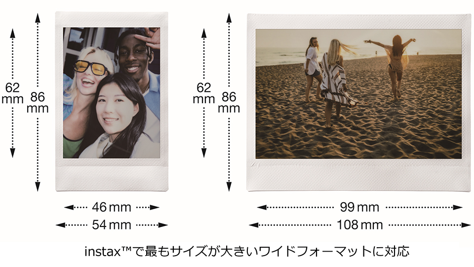 ワイドフォーマットのチェキプリンター「instax Link WIDE 2」大きな