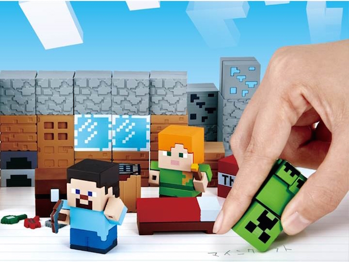 デスク上に基地を作ろう！ あの「マインクラフト」を再現できる消しゴム「マイケシ」がヒットの予感