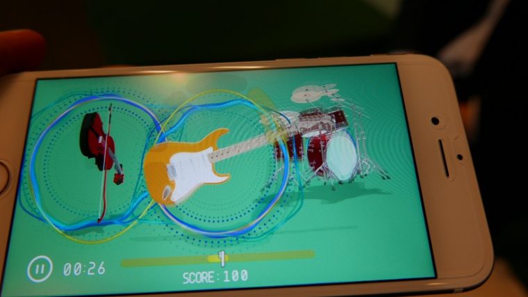 ↑「SONG MODE」では、いい状態で磨けていればと3つの楽器が画面に現れます