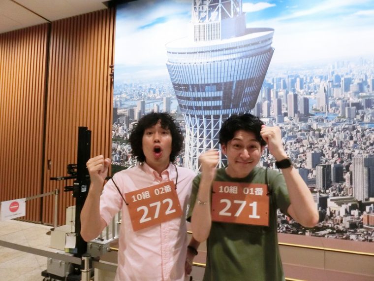 ↑GetNavi編集長の野村純也と、家電・ファッション担当の青木宏彰が挑戦者として参加しました