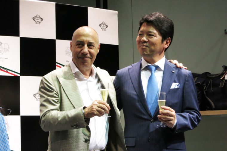 ↑↑「Orobianco GINZA POPUP STORE」を運営するサックスバーホールディングスの木山剛史社長と。同氏とは17年来の友人だそう