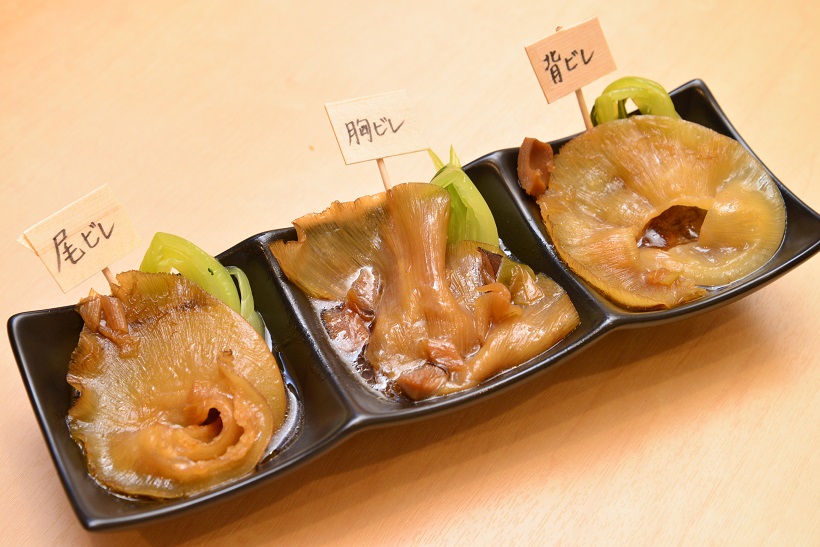 ↑3種のフカヒレ姿煮 2580円