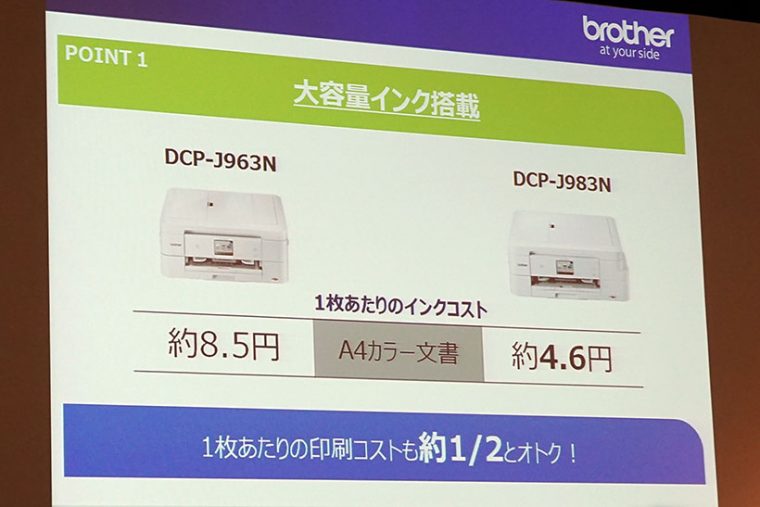 ↑印刷コストは従来機の約2分の1を実現