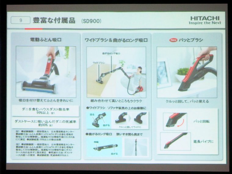 ↑豊富な付属品。新搭載の「パッとブラシ」は、回すだけでブラシが出てくるのでわざわざ付ける手間要らず