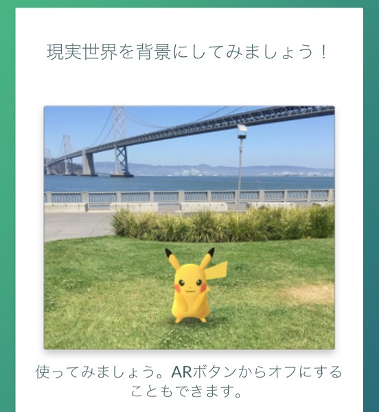 ↑カメラをかざすとポケモンが登場