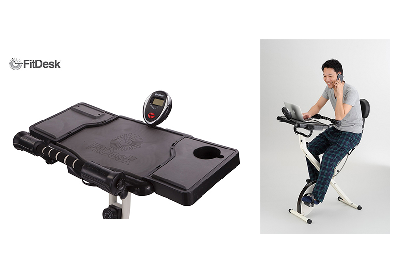 仕事をしながらエクササイズ! パソコンデスクがついたフィットネスバイクを高機能化させる拡張セットが発売