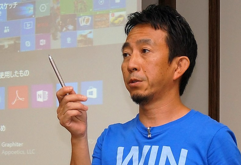 ↑ペン入力の性能向上について語る日本マイクロソフト春日井良隆氏