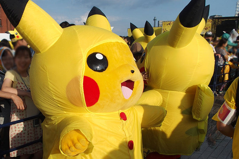 ↑ピカチュウもずぶ濡れ。中にはカッパを着た用意周到なピカチュウも