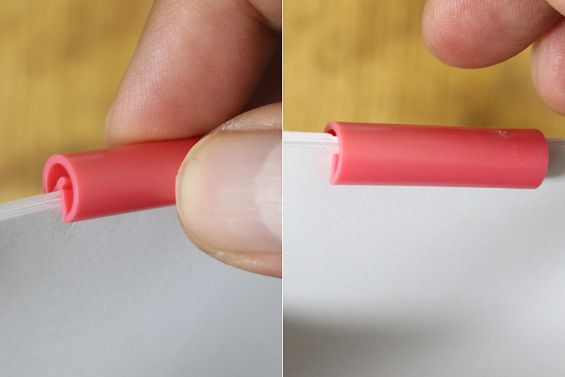 ↑口を押し込むだけで簡単にとまる