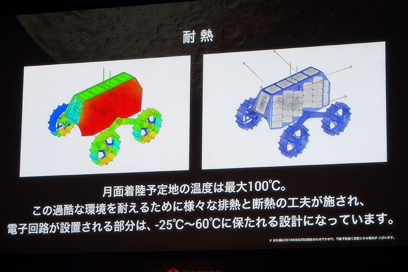 ↑寒暖の差が激しい月面でも電子回路がしっかりと動作するように耐熱の処理がされています