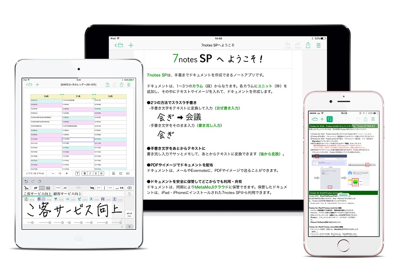 【8日まで無料】手書き入力や漢字変換もできる! iPhone/iPad向けノートアプリ「7notes SP」