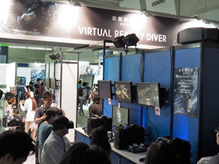 ↑「攻殻機動隊 新劇場版 VirtualReality Diver」と「ブレイブウィッチーズVR(仮)」を展示したProductin I.Gブース