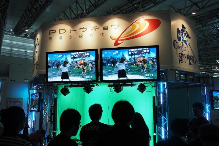 ↑VRコンテンツ「CIRCLE of SAVIORS(サークル オブ セイバーズ)」を展示したPDトウキョウブース