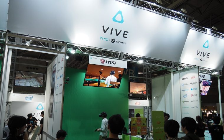 ↑HTC Viveのブース。VRコーナーではかなりの大きさで、さまざまなコンテンツを用意し、実力を見せつけていました