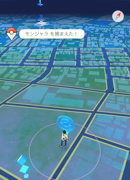 ↑ポケモンの捕獲に成功しました。ポケモンGO Plusはレインボーに光ります
