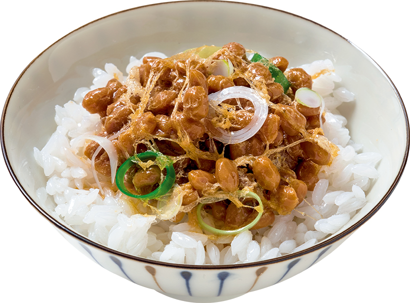 ↑かなりかき混ぜた後を再現したネバ度強めの納豆ご飯