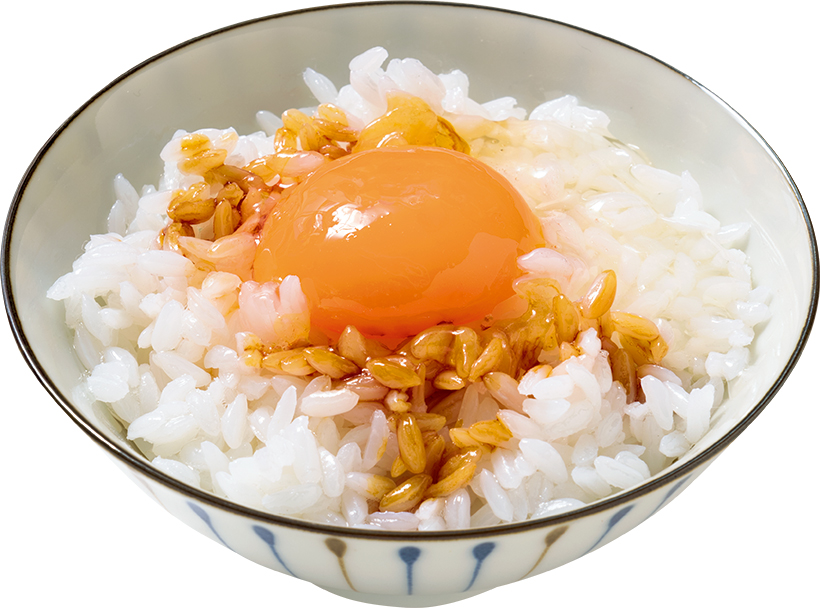 ↑卵かけご飯。黄身はもちろんだが、白身のご飯にからまる質感が絶妙