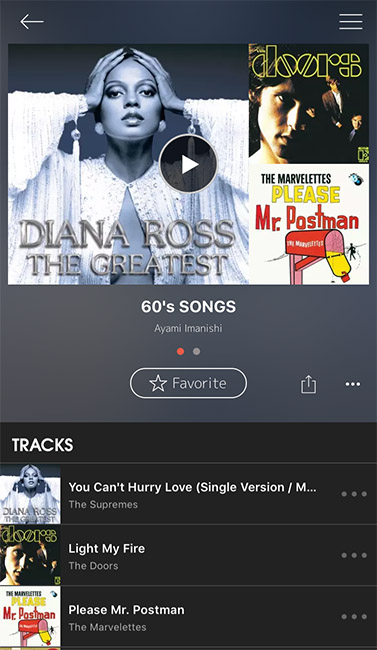 ↑AWAは、1つのプレイリストに対し100曲まで楽曲を追加できるが、公開されるのは先頭の8曲までに限られている