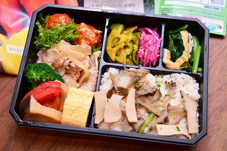 ↑宮崎県綾町ふるさと納税応援弁当　1250円（税込）