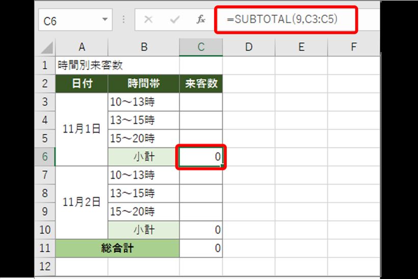 エクセルで小計と合計を分けて計算するならSUBTOTAL関数！ 使い方を解説