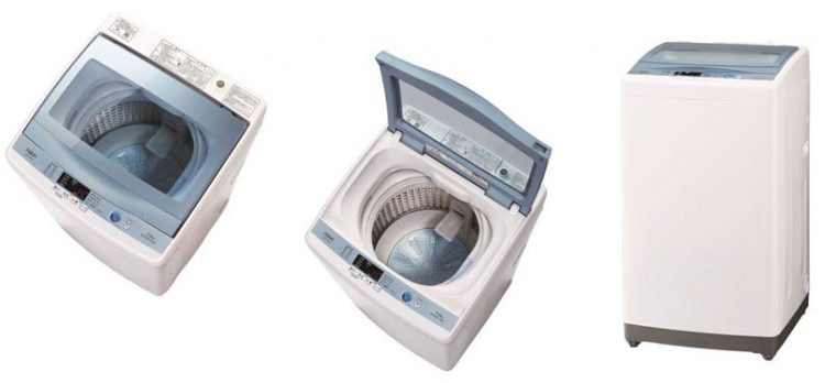 ↑【SPEC】●サイズ/質量:W525×H980×D575㎜(幅・奥行きは排水ホース含む)/約33kg●洗濯・脱水容量:7kg●標準使用水量:洗濯時(定格)約113L●水量:55~15L●標準コース運転:目安時間(50/60Hz)約37分●定格消費電力(50/60Hz):320W/380W●消費電力量(50/60Hz):90Wh/110Wh●運転音(洗い/脱水):約42dB/約51dB