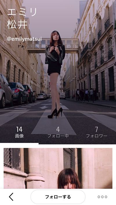 ↑モデルの松井エミリとパートナーシップを結んでおり、彼女が撮影したポラロイド・スイングが公開されている
