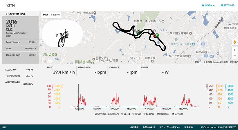 ↑走行ルートや速度などの走行データをWEBで確認・管理できます
