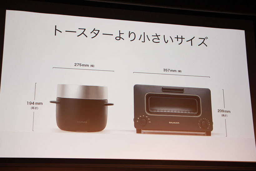 ↑本体はトースターより小さく、体積はトースターの約半分