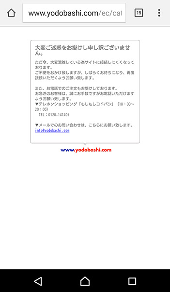 ↑yodobashi.comも同様。どうやっても予約確定画面までにはいけませんでした