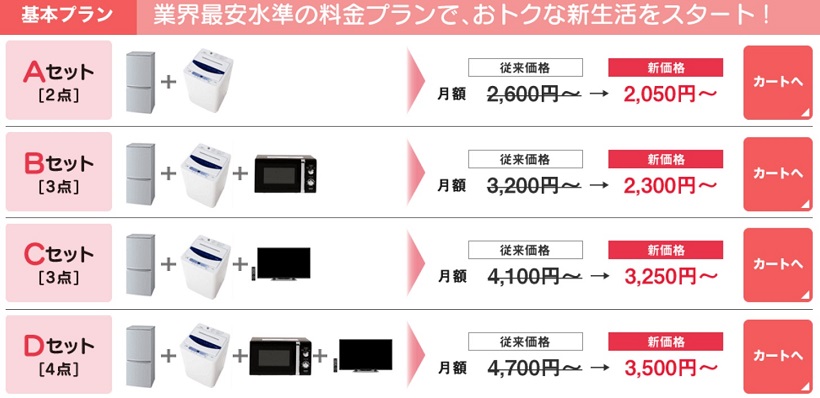 ↑基本プランは全4種類から選べます