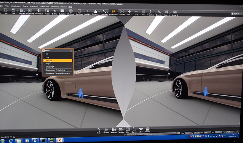 ↑PCモニター内でも車を自在に動かし、細部まで確認できますが、VRを使うことで、サイズ感などをより実感できるようになります