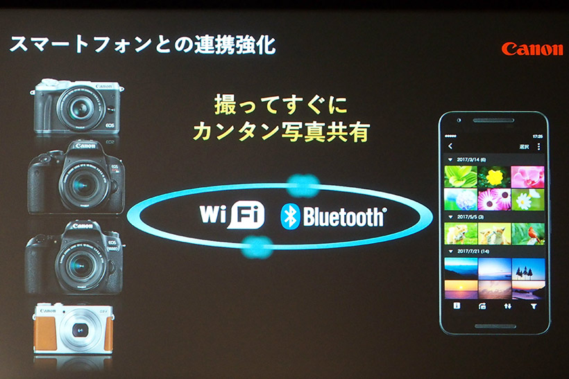 ↑これまでのWi-Fi接続に加え、Bluetoothでの接続も可能になりました。写真転送など重いデータのやり取りはWi-Fiで、リモート撮影や写真の確認は手軽なBluetoothで行えます