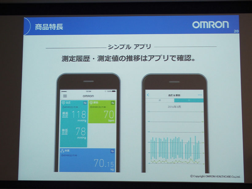 ↑測定結果はスマートフォンに蓄積できます