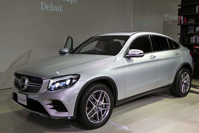 ↑この日発表されたメルセデス・ベンツ7番目のSUV「GLCクーペ」。627万円から