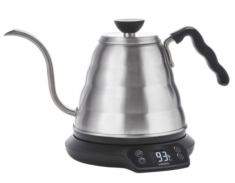 ↑ハリオの「V60温度調整付きパワーケトル・ヴォーノ EVKT-80HSV」(2016年7月発売、実売価格2万円)