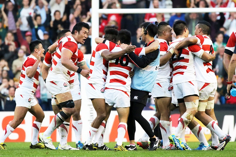 ↑2015年9月20日、ラグビーワールドカップで日本代表は優勝候補の南アフリカ代表を34－32で撃破した