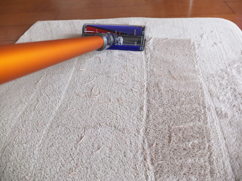 ↑掃除を始めて30秒後に終了。紙ゴミの集じんには最後まで苦労していました
