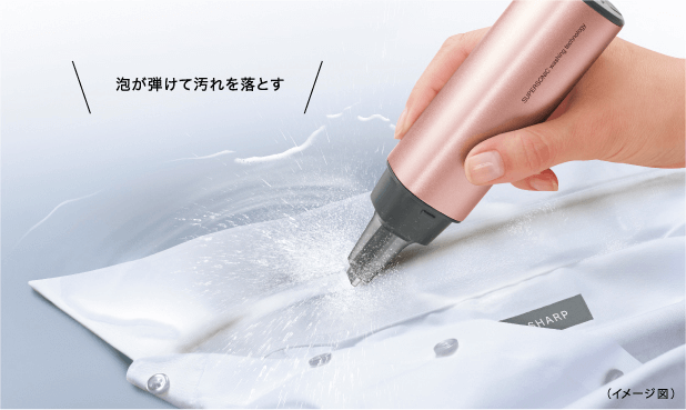 ↑先端のホーンを汚れに押し当てて使用
