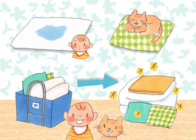 せんたく便のふとんパックは専用バッグにふとん2点まで利用できる布団丸洗い定額サービス。仕上がったふとんは圧縮パックされて納品されるので収納もとても楽ちん。おしっこ跡が残っていた赤ちゃんやペットの布団もしみ抜き無料できれいになります※サイズや種類によって点数が増減します。詳しくはせんたく便のホームページでご確認ください。