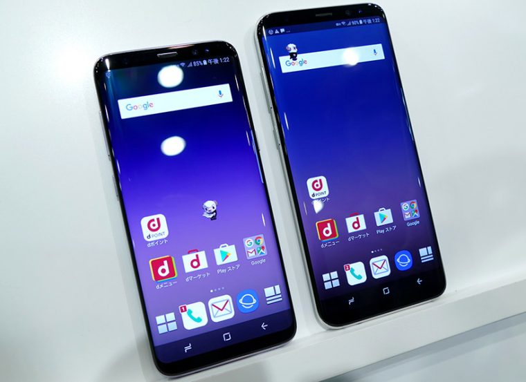 ↑Galaxy S8 SC-02J（左）とGalaxy S8+ SC-03J（右）。どちらも6月上旬発売予定