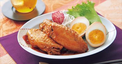 ↑調理例の鶏とゆで卵の甘辛煮