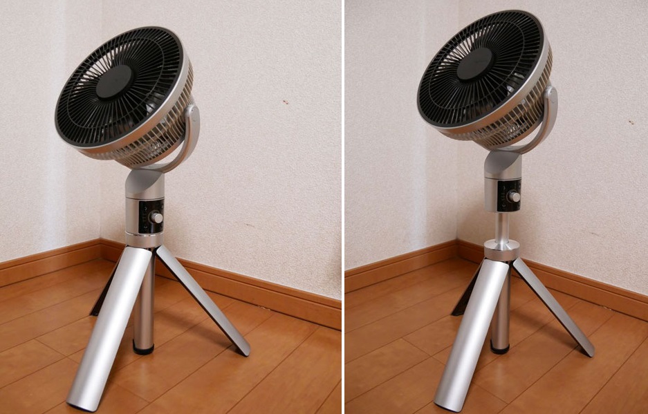 ↑首を縮めた状態(左)と伸ばした状態(右)