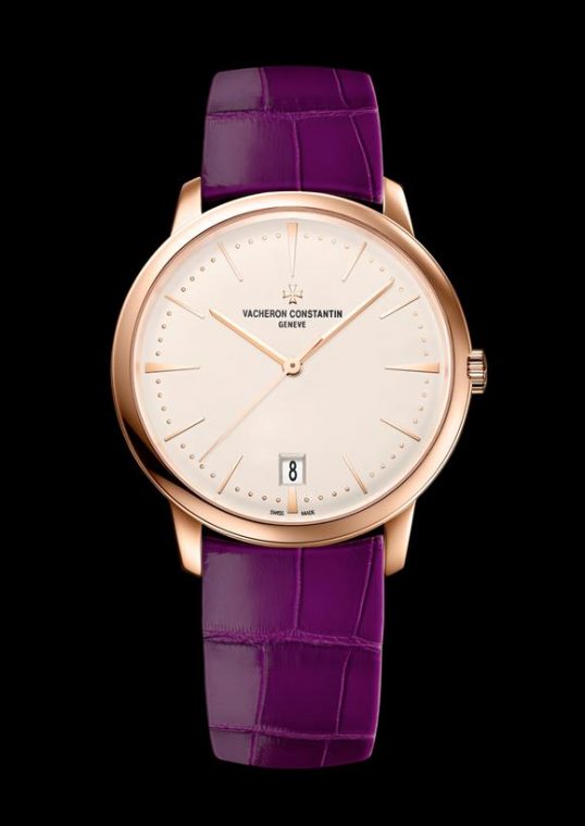 ↑ヴァシュロン・コンスタンタン「パトリモニー・スモールモデル」/2,650,000円(7月より価格改定のため2,725,000円)/ブラウンRef.4100U/000R-B180、パープルRef.4100U/001R-B180/自動巻き/36×8.1mm/18Kピンクゴールドケース