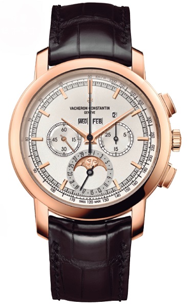 ↑VACHERON　CONSTANTIN「トラディショナル・クロノグラフ・パーペチュアルカレンダー」時価/Ref.5000T/000R-B304/手巻き/３気圧防水/直径43㎜、厚さ12.94㎜